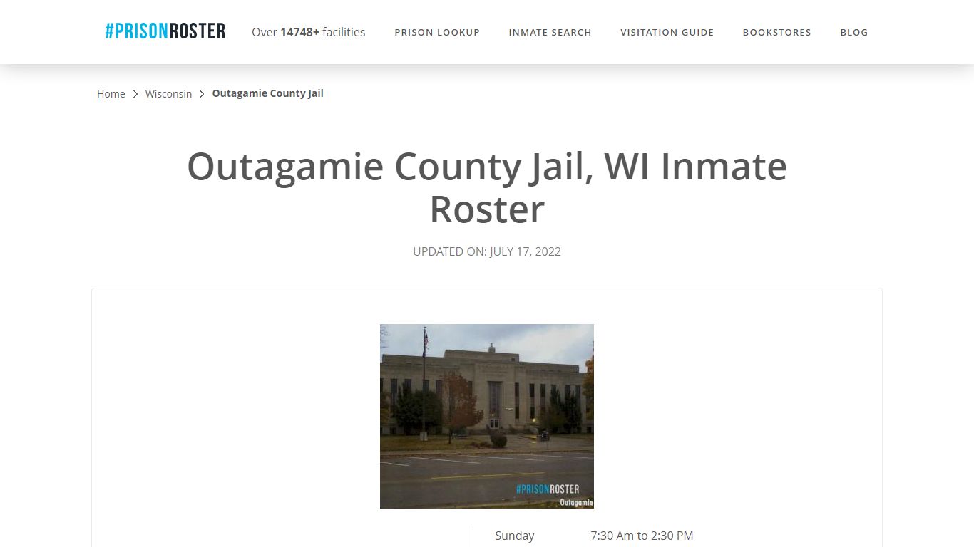 Outagamie County Jail, WI Inmate Roster