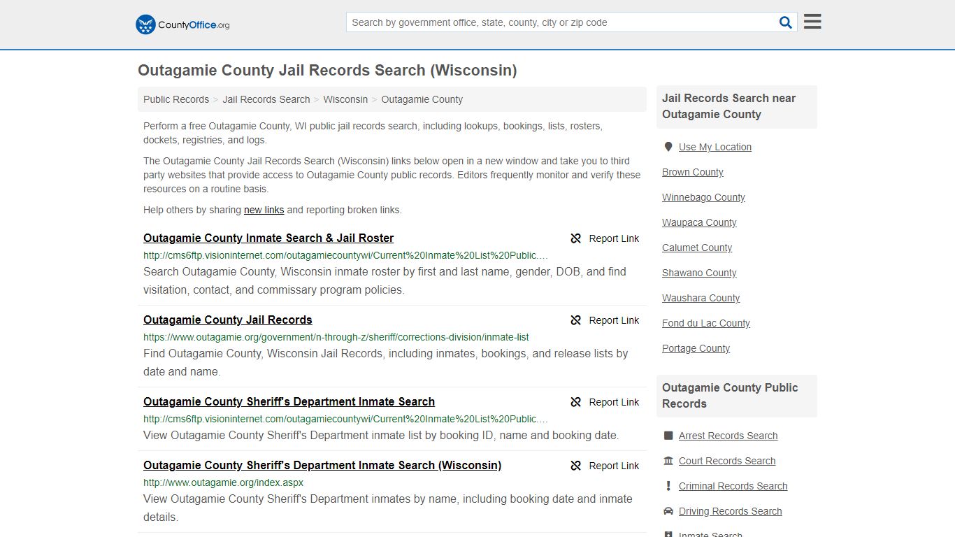 Jail Records Search - Outagamie County, WI (Jail Rosters ...