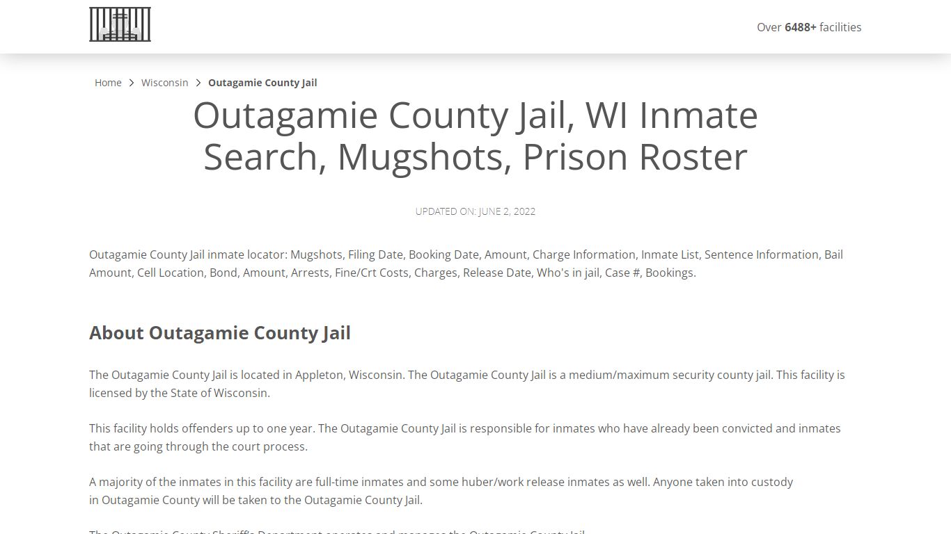 Outagamie County Jail, WI Inmate Search, Mugshots, Prison ...